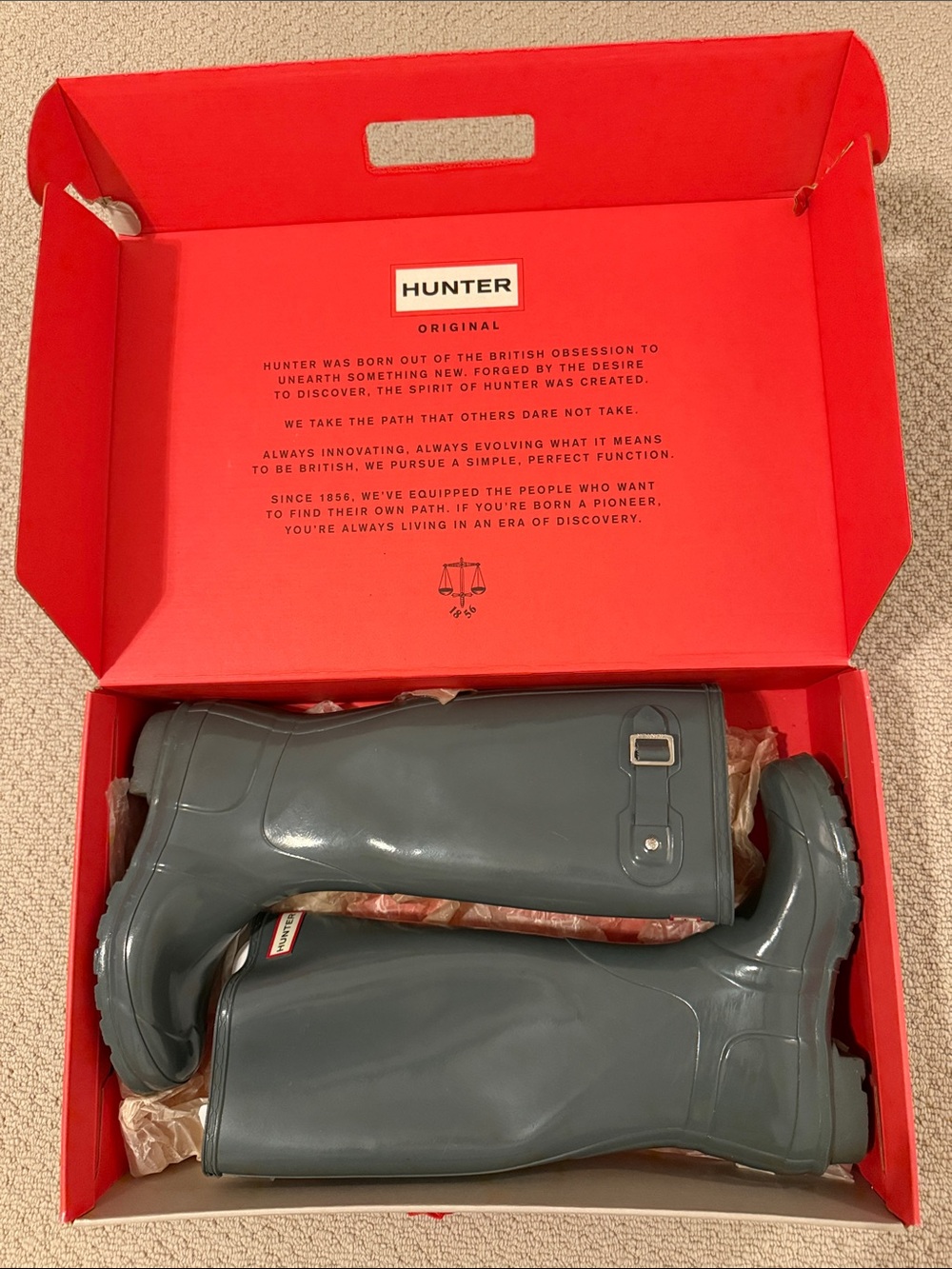 Hunter Original women’s Tall glossy Rain Boots in graphite